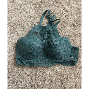 Victoria's Secret PINK Lace Push-Up Bralette Padded Halter High Neck SM MED Teal